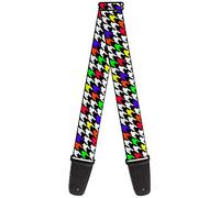 Buckle-Down Guitar Strap Houndstooth Black White Multi Neon 2 Inches Wide