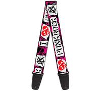 Buckle-Down Guitar Strap - I Heart Punk Rock w/Safety Pins Black/Fuchsia/White - 2" Wide - 29-54" Length