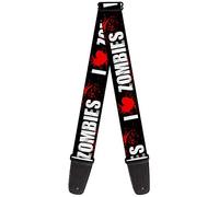 Buckle-Down Guitar Strap - I "HEART" ZOMBIES Black/White/Red Splatter - 2" Wide - 29-54" Length