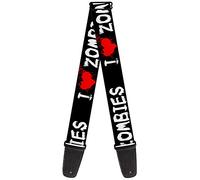 Buckle-Down Guitar Strap I Heart Zombies Bloody Splatter Black White Red 2 Inches Wide