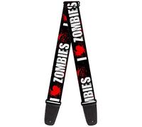 Buckle-Down Guitar Strap I Heart Zombies Bold Splatter Black White Red 2 Inches Wide
