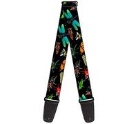 Buckle-Down Guitar Strap Insects Scattered Close Up Black 2 Inches Wide