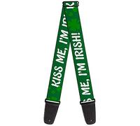 Buckle-Down Guitar Strap Kiss Me Im Irish Clovers Green White 2 Inches Wide