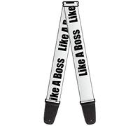 Buckle-Down Guitar Strap - LIKE A BOSS White/Black - 2" Wide - 29-54" Length