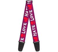 Buckle-Down Guitar Strap - Love/Hate Purple/White/Fuchsia - 2" Wide - 29-54" Length