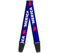 Buckle-Down Guitar Strap Merica USA Silhouette Blue White Red 2 Inches Wide