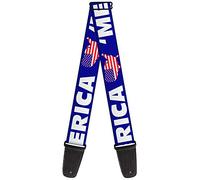 Buckle-Down Guitar Strap Merica USA Silhouette Blue White Us Flag 2 Inches Wide