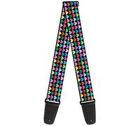 Buckle-Down Guitar Strap - Mini Hearts Black/Multi Color - 2" Wide - 29-54" Length