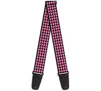 Buckle-Down Guitar Strap Mini Hearts Black Pink 2 Inches Wide