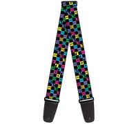 Buckle-Down Guitar Strap - Musical Checkers Black/Neon - 2" Wide - 29-54" Length