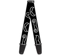 Buckle-Down Guitar Strap - Mustache Outlines Black/White - 2" Wide - 29-54" Length