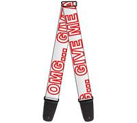 Buckle-Down Guitar Strap OMG Give Me A Break White Red 2 Inches Wide