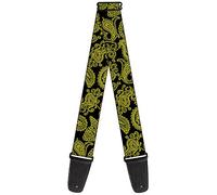Buckle-Down Guitar Strap Paisley Black Neon Yellow 2 Inches Wide