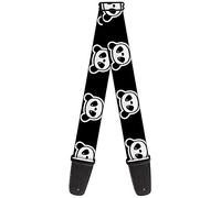 Buckle-Down Guitar Strap Panda Bear Cartoon2 Black White 2 Inches Wide