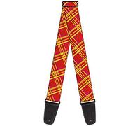 Buckle-Down Guitar Strap Plaid X4 Fluorescent Oranges Pinks Yellow 2 Inches Wide