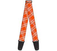 Buckle-Down Guitar Strap Plaid X4 Oranges White 2 Inches Wide