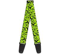 Buckle-Down Guitar Strap Question Mark Scattered Lime Green Black 2 Inches Wide