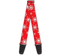 Buckle-Down Guitar Strap Snowflakes Red White 2 Inches Wide