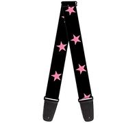 Buckle-Down Guitar Strap Star Black Pink 2 Inches Wide | Star Black Pink Acoustic Electric Bass
