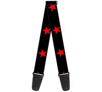 Buckle-Down GS-W21905 Guitar Strap - Star Black/Red - 2" Wide - 29-54" Length