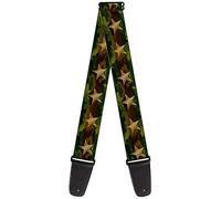 Buckle-Down Guitar Strap Star Camo Olive Gold 2 Inches Wide