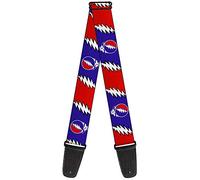 Buckle-Down Guitar Strap Steal Your Face Lightning Bolt Repeat Red White Blue 2 Inches Wide
