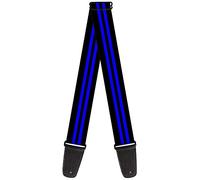 Buckle-Down Guitar Strap - Stripe Black/Blue - 2" Wide - 29-54" Length