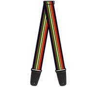 Buckle-Down Guitar Strap - Stripes Navy/Red/Yellow/Black/White/Green - 2" Wide - 29-54" Length