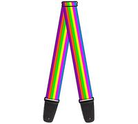 Buckle-Down Guitar Strap Stripes Purple Orange Green Yellow Pink Blue 2 Inches Wide