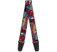 Buckle-Down Guitar Strap - THE AMAZING SPIDER-MAN Stacked Comic Books/Action Poses - 2" Wide - 29-54" Length