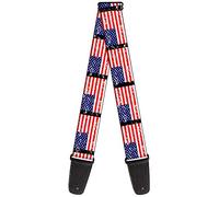Buckle-Down Guitar Strap United States Flags Weathered Black 2 Inches Wide