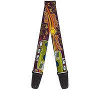Buckle-Down Guitar Strap Vintage Ford Bronco Buckin Bronco Wine Red Orange Green 2 Inches Wide