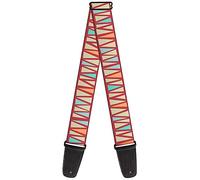 Buckle-Down Guitar Strap Zig Zag Doodle Red Tan Blues Orange 2 Inches Wide