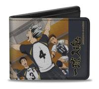 Buckle-Down Haikyu Wallet, Bifold, Fukurodani Academy Team Chant Group Pose Gray, Vegan Leather