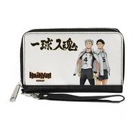 Buckle-Down Haikyu Wallet, Zip Around, Fukurodani Academy Bokuto and Akaashi Players Pose, Vegan Leather