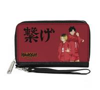 Buckle-Down Haikyu Wallet, Zip Around, Nekoma High School Kozume and Kuroo Connect Pose Red, Vegan Leather