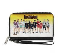 Buckle-Down Haikyu Wallet, Zip Around, Six Volleyball Team Player Pairs Line Up Yellows, Vegan Leather