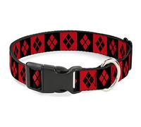 Buckle-Down Harley Quinn Diamond Blocks Quinn 3Diamond Blocks Plastic Clip Collar, Wide Large/18-32 "