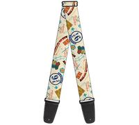 Buckle-Down Harry Potter Guitar Strap, Harry Potter Hogwarts Express Icons Collage Beige Multi Color, 2 Inches Wide