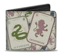 Buckle-Down Harry Potter Wallet, Bifold, Harry Potter School Tarot Cards Stacked Beige Multi Color, Vegan Leather
