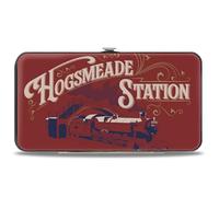 Buckle-Down Harry Potter Wallet, Hinged, Harry Potter Hogsmeade Station Train Red Blue Beige, Vegan Leather