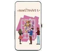 Buckle-Down Harry Potter Wallet, Hinged, Harry Potter Honeydukes Group Haul Beige Multi Color, Vegan Leather