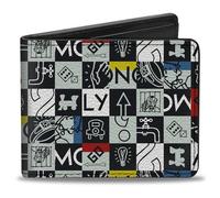Buckle-Down Hasbro Wallet, Bifold, Monopoly Icon Blocks Collage Multi Color, Vegan Leather