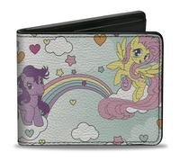 Buckle-Down Hasbro Wallet, Bifold, My Little Pony Three Pony Rainbow Cloud Scene Multi Color, Vegan Leather, Multicolor, 4.0" x 3.5", Casual