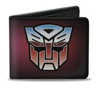Buckle-Down Hasbro Wallet, Bifold, Transformers Autobot and Decepticon Fade Shields Reds Purples, Vegan Leather, Red, 4.0" x 3.5", Casual