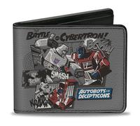 Buckle-Down Hasbro Wallet, Bifold, Transformers The Battle of Cybertron Scene and Logo Gray, Vegan Leather, Grey, 4.0" x 3.5", Casual