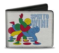 Buckle-Down Hasbro Wallet, Bifold, Twister Spin To Win! Group Pose White Blues Multi Color, Vegan Leather, White, 4.0" x 3.5", Casual
