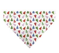 Buckle-Down Holiday Decorated Christmas Trees Collage White Multi Color Slip On Collar Bandana Only