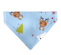 Buckle-Down Holiday Winter Animals and Christmas Trees Collage Baby Blue Slip On Collar Bandana Only