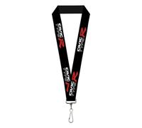 Buckle-Down Honda Lanyard, Civic Type R Black White Gray Red, Elastic, Black, 44" x 1"